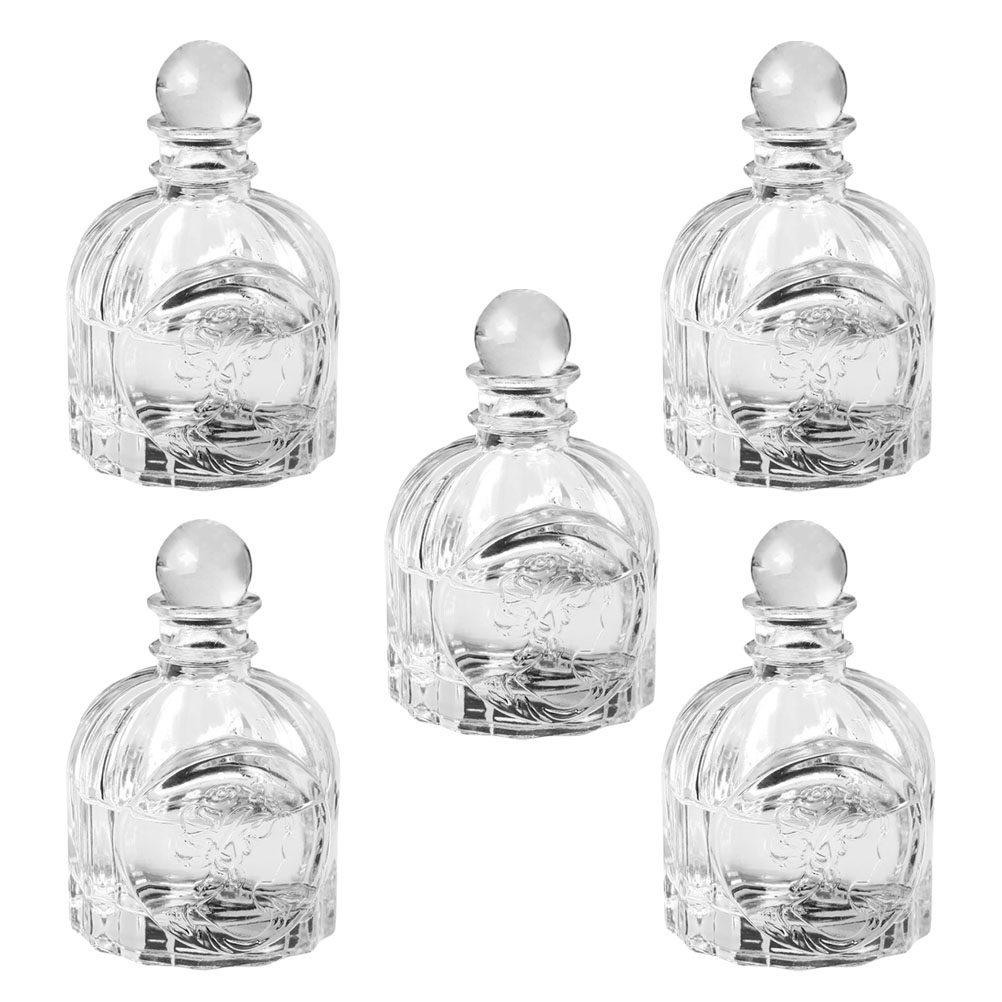 Perfume Aroma Fragrance - ขวดน้ำหอมสไตล์ฝรั่งเศสแบบใส 5 ชุด พร้อมจุกไม้ก๊อก ขวดแก้วเปล่าสำหรับกระจายกลิ่นหอม ใช้ซ้ำได้