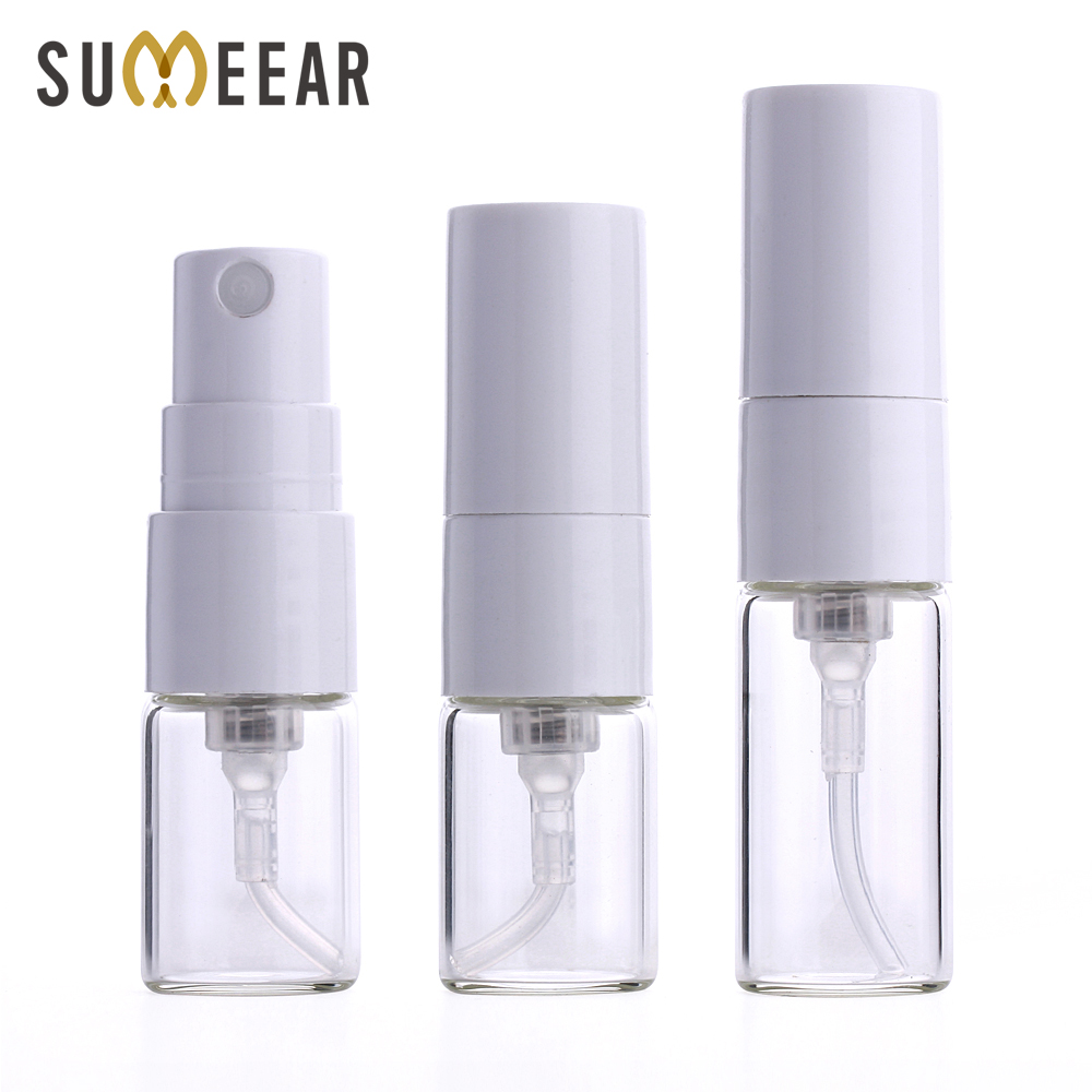 Perfume Decant Sample - 100 ชิ้น/ล็อต 1ml 2ml มินิขวดน้ําหอมสีขาวสเปรย์เติมขวดคอนเทนเนอร์เครื่องสําอางน้ําหอมแบบพกพา Atomizer